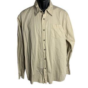 Wrangler Button Up Long Sleeve Shirt XL Tan Chest Pocket Micro Corduroy Collar